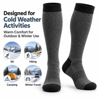 Chaussettes de compression thermiques en laine mérinos personnalisées pour l'hiver, 15-20 mmHg, chaussettes chaudes en laine, hauteur genou, fabricant OEM, marque privée