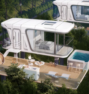 Cápsula de espacio para casa móvil moderna de lujo, cabina de hotel, contenedor de acero modular prefabricado con cocina y baño - Product Image 1