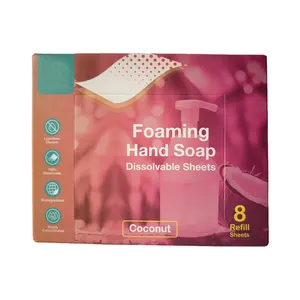 Ramah lingkungan mudah terlarut Tablet pencuci tangan kertas sabun berbusa lembar sabun untuk tangan