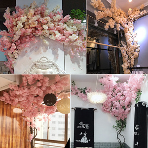 Centros de Mesa para Bodas, Flores Artificiales de Seda Ecológicas de Alta Calidad, Pequeñas Flores de Cerezo Color Durazno, Rosadas, 3 Ramas - Product Image 3