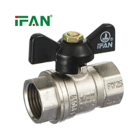 IFAN Robinet à boisseau sphérique en laiton forgé, filetage femelle-mâle, avec poignée papillon durable, pour alimentation en eau froide et chaude, vente en gros