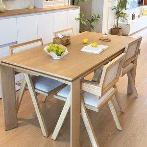 Mesa de Comedor Rectangular de Madera Maciza de 160 cm, Estilo Moderno para Casas Pequeñas, con Juego de Sillas - Product Image 2