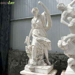 Statue d'Artémis en pierre blanche naturelle grandeur nature sculptée à la main Vente directe Sculpture en marbre de jardin européen - Product Image 1