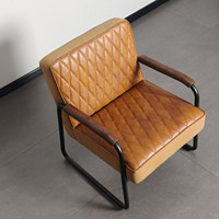 Fauteuil de loisirs en cuir véritable, rembourré et ciré à l'huile, style vintage américain rétro, pour la maison ou le bureau