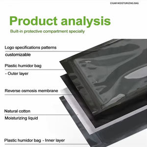 Sac Premium pour <span class=keywords><strong>5</strong></span> Cigares, Emballage Personnalisé en Plastique pour Humidor à Cigares, Sacs Transparent en Feuille d'Aluminium avec Fermeture Éclair pour Humidité - Product Image 2