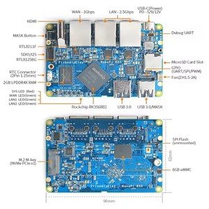 <span class=keywords><strong>Nanopi</strong></span> <span class=keywords><strong>R5S</strong></span> 2GB/4GB แผงวงจร NPU, แผงพัฒนา WiFi รองรับ NVMe PCIe 0.8T Rockchip RK3568แผงบอร์ดพัฒนา SBC MINI Router - Product Image 2