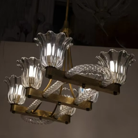 Lustre en verre de Murano monté sur du laiton Art Déco