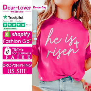 Tee con girocollo rosso rosa all'ingrosso del caro amante di Pasqua - Product Image 1