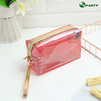 Sac cosmétique transparent en PVC tendance, trousse de maquillage à fermeture éclair scintillante, pochette portable résistante à l'eau pour les voyages