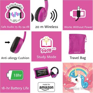 Casque Bluetooth sans fil pour enfants, casque audio stéréo HD avec coussinets doux pour le divertissement des enfants - Product Image 5