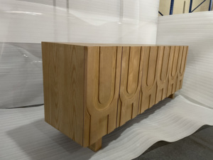 European Minimalist Style Living Dining Room Carved Solid Wood Timber Credenza <b>Sideboard</b> Buffet - Product Image 5