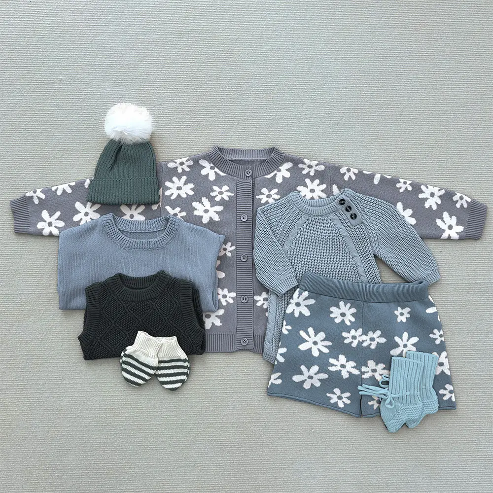 Mildream kustom 100% katun organik Hadiah set sweater bayi baru lahir Jumper anak perempuan datang rumah pakaian rajut bayi set