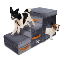 Marchepieds pour chien pour canapé, marchepieds pour animaux avec boîte de rangement, rampe antidérapante pour animaux avec niche pour chien, grande échelle pour chien pour lit, canapé, sofa
