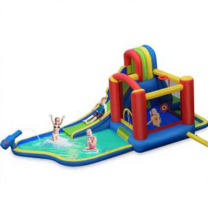 Château gonflable pour enfants avec toboggan, piscine à jets d'eau, structure de saut, en PVC, capacité de 500 kg, pour le plaisir en plein air et les fêtes - Product Image 1
