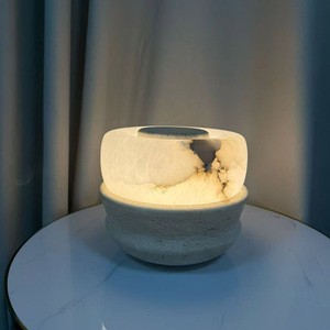 Lampe de table en marbre naturel Wabi Sabi, E27 LED 220V, commande par interrupteur, pour décoration de salon et de chambre - Product Image 3