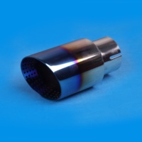 Punta de escape universal de acero inoxidable de 3.5 pulgadas, azul quemado, corte inclinado, pulido espejo, para silenciador y tubo de escape, pieza exterior de coche