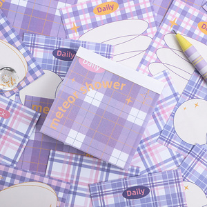 Simple Small Fresh Plaid Sticky Note Paper Bulk Pink Stationery Sticky Notes Easy To Tear