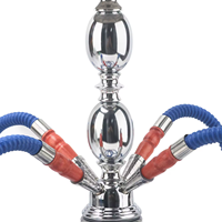 Chicha portable moderne YOUCHENG en acier inoxydable noir, écologique, avec 4 tuyaux, ensemble complet, pinces miroir en métal et fer – Vente en gros