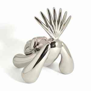 Diy Craft contemporáneo moderno gigante fluido Pop Art pieza Animal figurita plata rojo fibra de vidrio resina globo <span class=keywords><strong>perro</strong></span> estatua escultura - Product Image 5