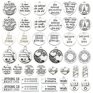 Colgantes de metal de aleación con letras inspiradoras grabadas en plata antigua para accesorios de fabricación de joyería DIY. - Product Image 4