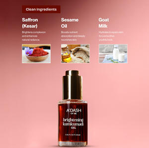 Huile éclaircissante aux herbes avec safran, huile de sésame et lait de chèvre pour un teint lisse et éclatant - Product Image 1