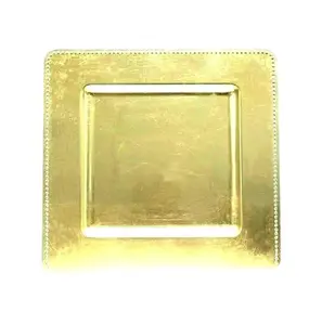 Gold Square New Designer Center Table Charger Plate Nice Looking Charger Plate Different Style Modern Metal Charger Plate
