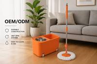 Poignée télescopique détachable, panier en plastique durable et réutilisable, seau en acier inoxydable, tête en microfibre rotative à 360° |   Serpillère