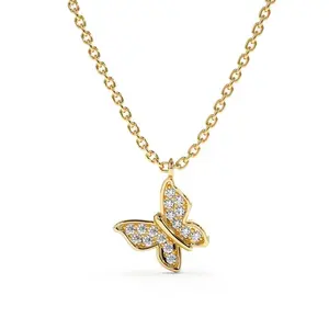 Gemnel wholesale statement jewelry 925 silver dainty zircon gorgeous mini butterfly pendant necklace