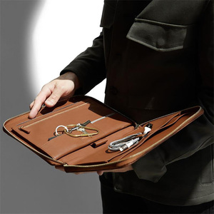 Nam da công nghệ <span class=keywords><strong>padfolio</strong></span> trường hợp <span class=keywords><strong>zip</strong></span> xung quanh danh mục đầu tư cá nhân với dây đeo tổ chức Cáp - Product Image 3