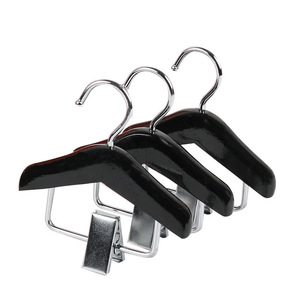 Mini Wooden Clothes Hanger With Trouser <b>Clips</b> Natural Wood Color <b>Hook</b> Type For Childrens Clothing Organizer - Product Image 5