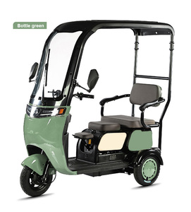 Tricycle électrique rouge 1000W pour passagers, avec panier, 2 places, pour adultes, carrosserie ouverte. - Product Image 1