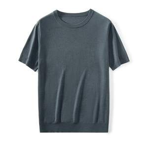 2025 신상품 캐시미어 스웨터 남성 폴로 일반 우아한 반소매 얇은 경량 니트웨어 100% 캐시미어 셔츠 - Product Image 1