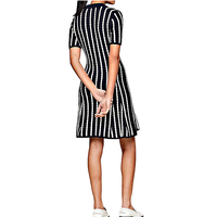 Vente en gros OEM Robe d'été en tricot à manches courtes et col polo à rayures torsadées pour femmes Robe pull en tricot de coton biologique pour femmes
