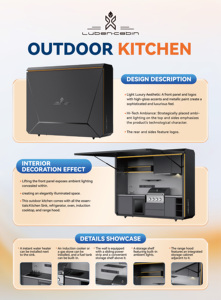 New Custom Color Pre-assembled Multifunctional <strong>Outdoor</strong> Kitchen Pod 304 Stainless Steel Weatherproof with BBQ &amp; Storage <strong>Food</strong> <strong>Cart</strong> - Product Image 5