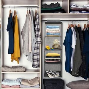 Organisateur de placard suspendu pliable pour vêtements et articles divers, organisateur de placard pliable, organisateur de rangement pour armoire avec 4 étagères - Product Image 2
