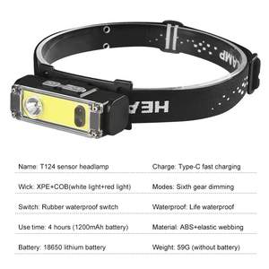 Lampe frontale <span class=keywords><strong>LED</strong></span> confortable, étanche IP65, <span class=keywords><strong>bandeau</strong></span> réglable, portée de 200 à 299 m, autonomie de la batterie prolongée pour la course à pied et le cyclisme en extérieur - Product Image 5