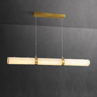 Luminaire suspendu moderne et simple en cuivre et albâtre, contemporain, 3000K, hauteur réglable, décoration intérieure