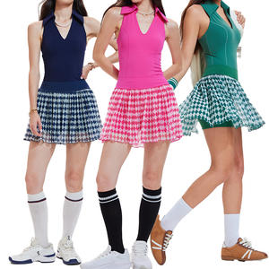 Neuankömmling Damen Plus Size Ärmelloses Fitness-Rock-Set mit V-Ausschnitt Geste ppter Minirock Leichte Tennis-Golf bekleidung - Product Image 1