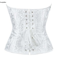 Femmes Vintage blanc Sexy Bustier Corset haut fermeture éclair oeillet dentelle imprimé fleuri pousser culture grande taille corsage pour fête Clubwear