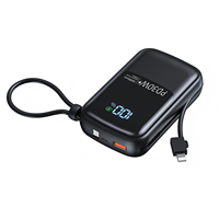 Batterie externe 10000mAh à charge rapide PD 22.5W avec câbles, affichage LED, format mince pour iPhone 17/16/15/14/13/12, Série Galaxy