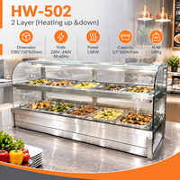 Bain-marie de comptoir professionnel 1/1 GN à 2 niveaux, chauffage haut et bas, vitrine chauffante pour aliments avec éclairage