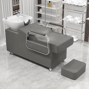 Fauteuil de lavage noir rembourré avec lavabo intégré pour salon de coiffure et spa - Product Image 3