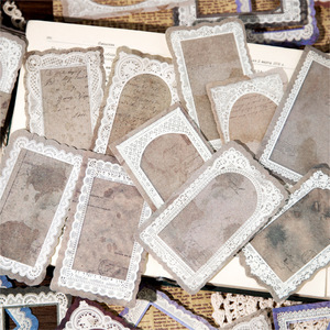 50 pièces/paquet matériel papier coucher de soleil retour à la série Shanhai Style rétro dentelle bordure bricolage décoratif Base Collage carte 6 modèles - Product Image 5