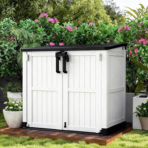 Armario de Almacenamiento Exterior Impermeable de Gran Capacidad con Cerradura y Puertas Dobles, <span class=keywords><strong>Cobertizo</strong></span> Portátil para Herramientas de Jardín - Product Image 6