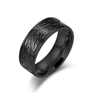 Уникальные 8 мм вращающиеся кольца из титановой стали для мальчиков черные матовые кольца из нержавеющей стали для мужчин