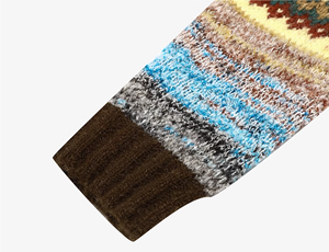 Nouveau pull en tricot rayé géométrique couleur Maillard pour femme, style rétro, automne-hiver 2025 - Product Image 4