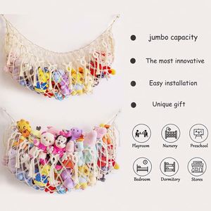 Stuffed Animal <b>Net</b> or Hammock for Flat Wall Mounted Handmade Macrame Toy Hammock Storage Mesh Bag Organizer - Product Image 5