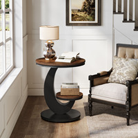 Table d'appoint Tribesigns avec étagère de rangement, table de chevet en bois pour canapé, table d'appoint pour salon et chambre à coucher