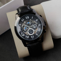 Turck Herren Sport Automatik-Mechanikuhr Lederarmband 22mm 44mm Zeiger-Zifferblatt Charmantes Edelstahlgehäuse 50m Wasserdicht