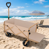 Chariot de camping pliable à quatre roues, imperméable, pour le shopping en plein air, avec espace inclinable, chariot multi-usage pour pique-nique et voyages